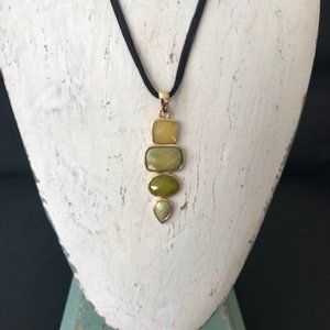 Lia Sophia - Yellow, Green & Gold Pendant Necklace